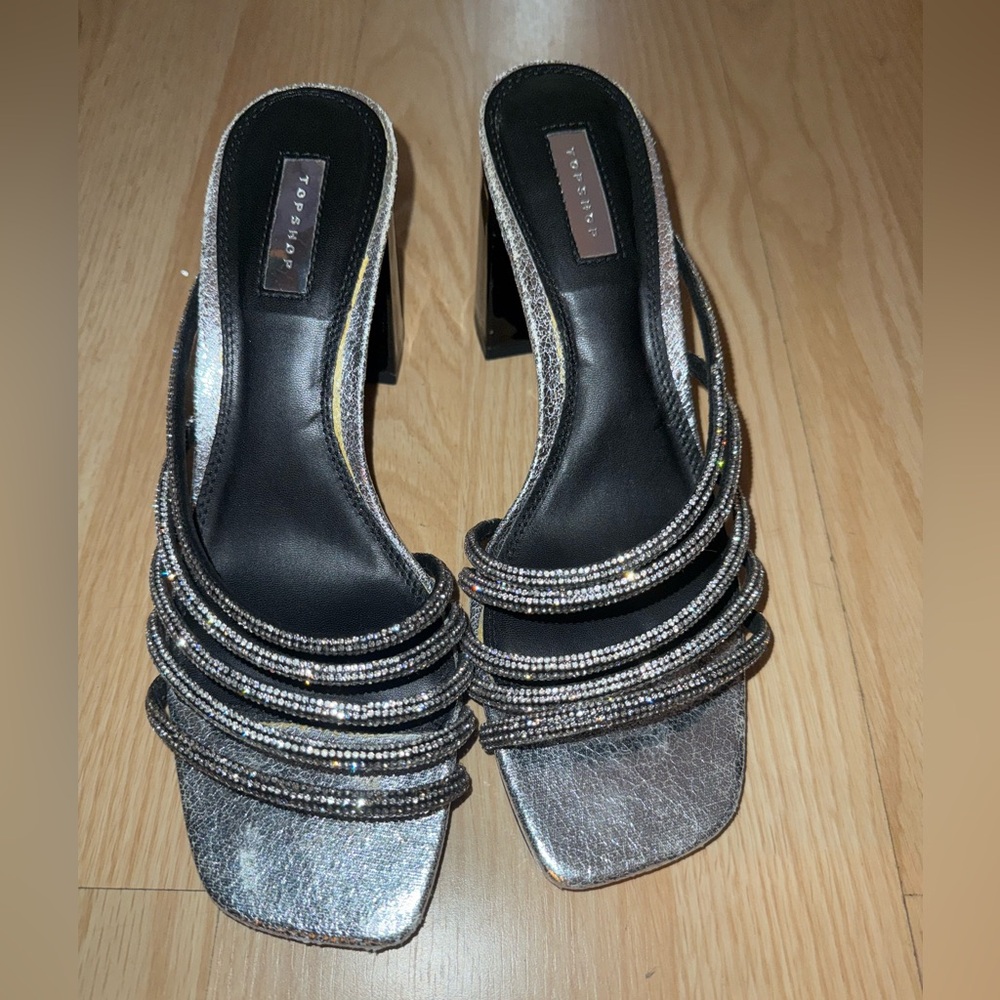 TOP SHOP Glitzy RHINESTONE block heel